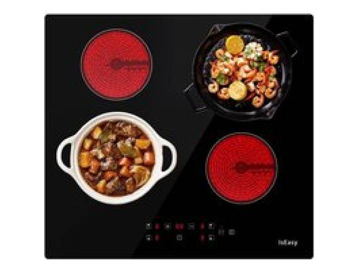 Table de Cuisson Vitrocéramique - ISEASY - 4 Feux - 6000W - Noir - Encastrable 59x52cm