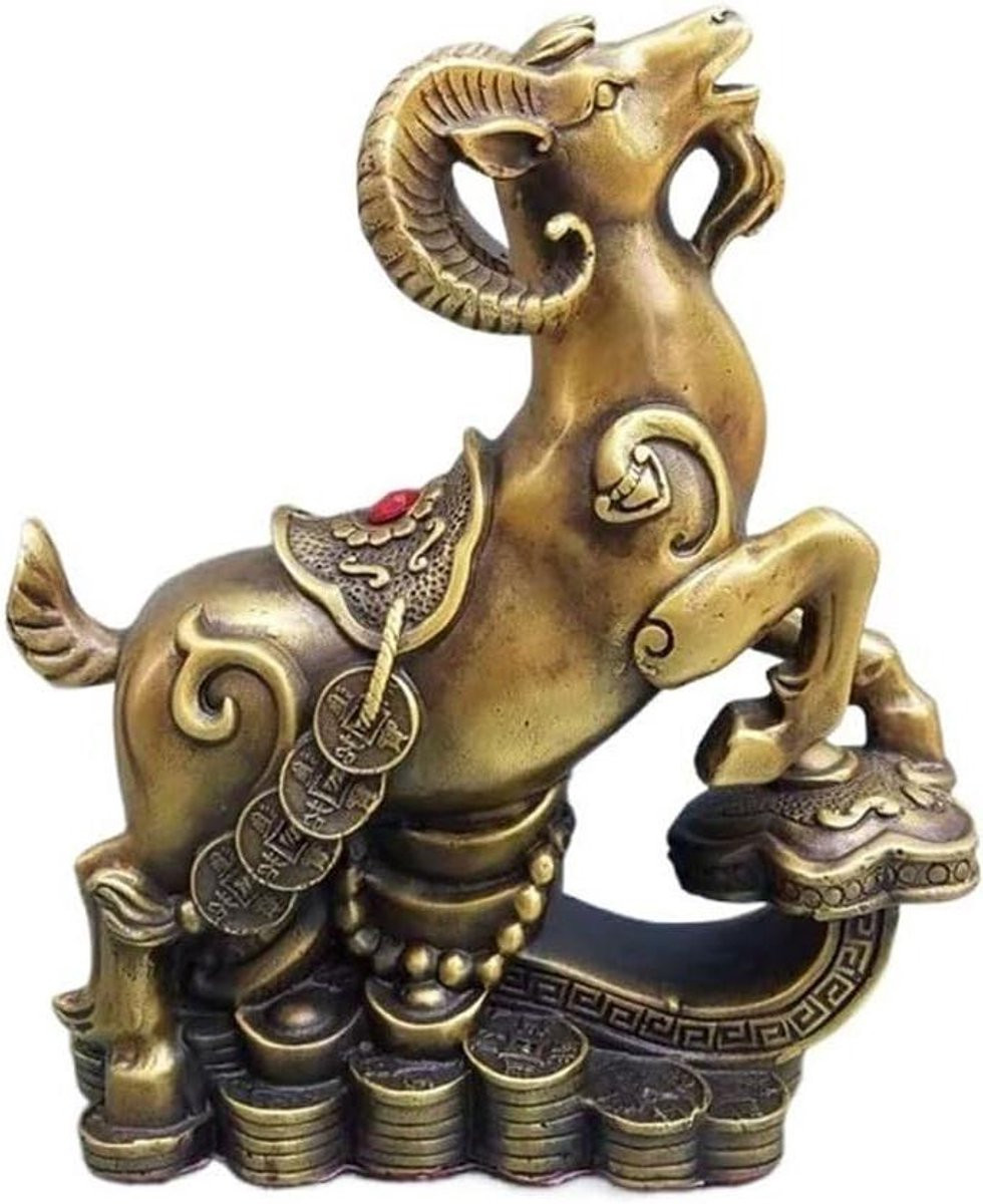 Decoratief schaap ornament van messing, Hoogte: 24 cm