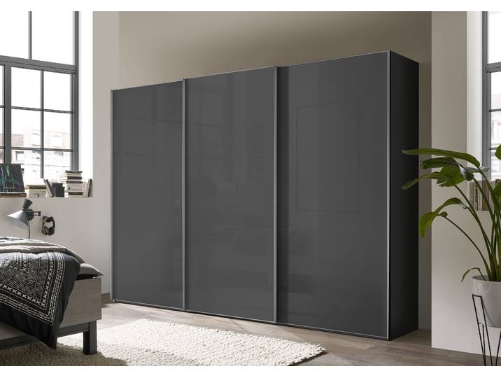 Schwebetürenschrank STAUD Select , vulkanglas, B:249cm H:222cm T:68cm, Holzwerkstoff, Schränke, Schwebetürenschrank, Türen mit Soft-Close-Funktion