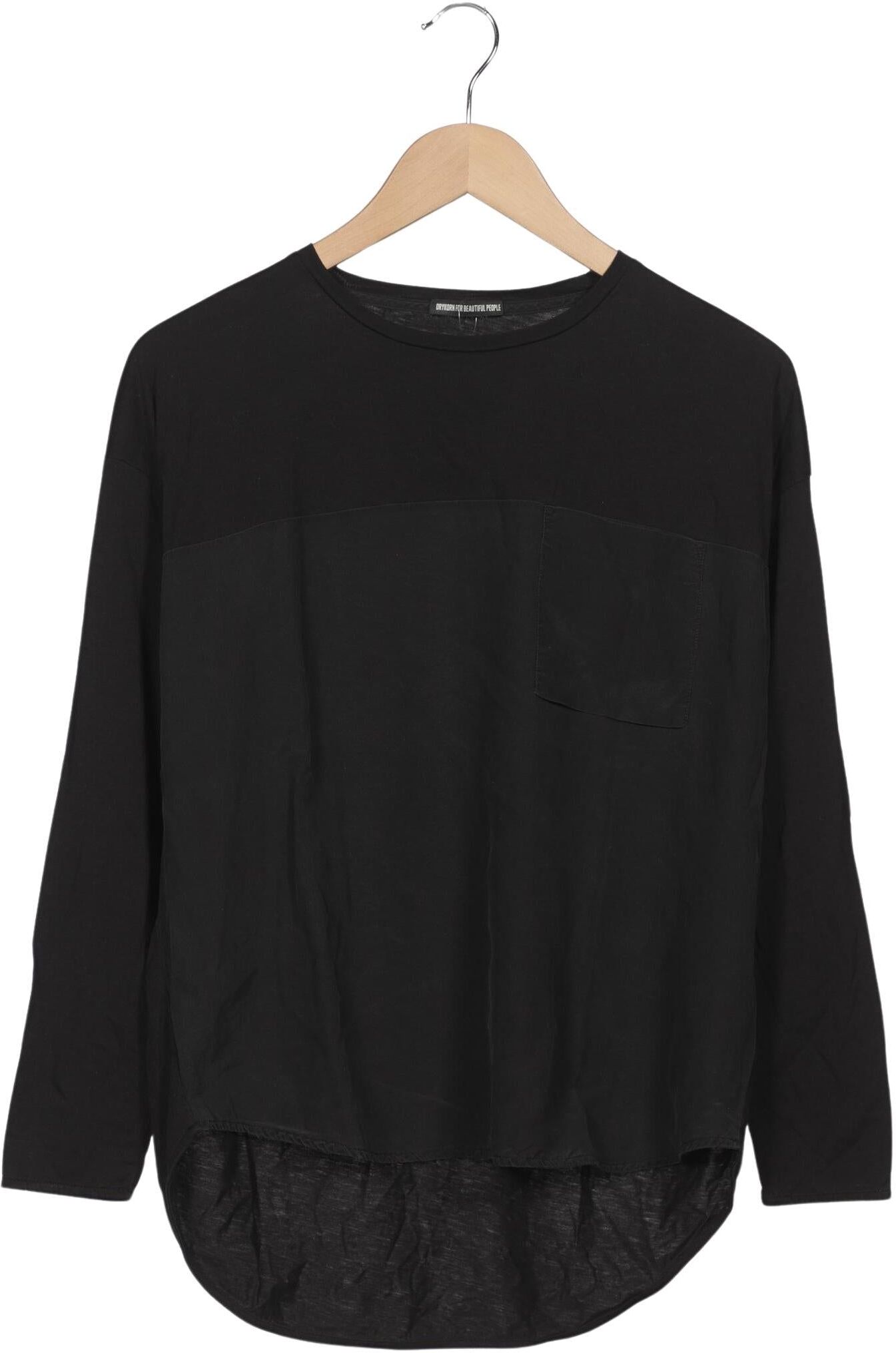 Drykorn Damen Langarmshirt, Schwarz, Gr. XS, Lyocell / Seide / Baumwolle - Second Hand