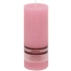 Stumpenkerze Raureif 20 cm Wachs Rosa XXL