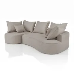 Sofa Tirano mit Ottomane & Dekokissen - Beige