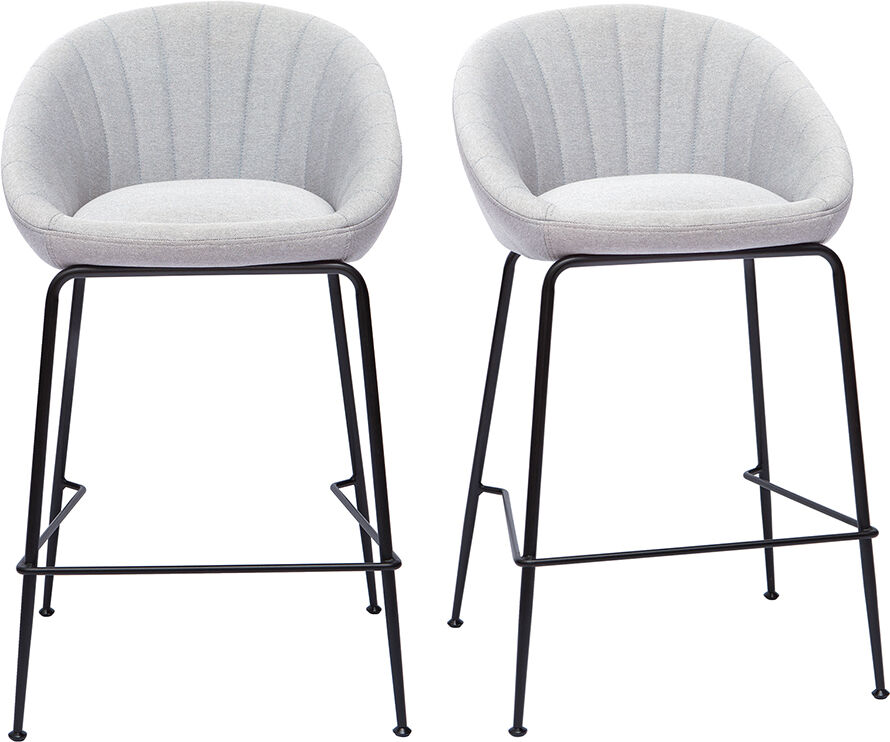 Miliboo Barhocker hellgrauer Stoff 65cm (2er Set) SHERU