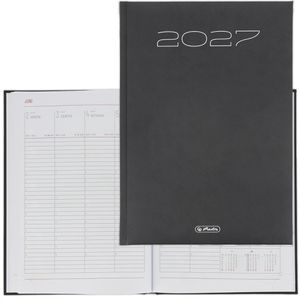 Herlitz Buchkalender 400207865, Sidney schwarz, Jahr 2027, A5, Wochenplaner, 1 Woche = 2 Seiten