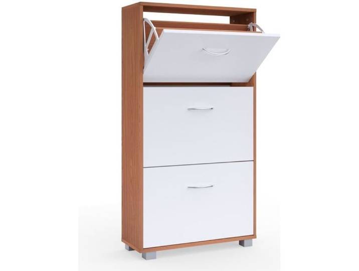 Deuba Meuble à chaussures blanc hêtre 115x60x24cm Armoire meuble étagère rangement