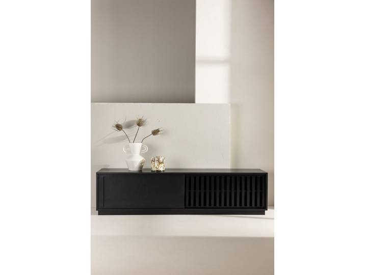TV-Bank VENTURE HOME Lugo, TV-Bank, Skandinavisch, Breite 180 cm , schwarz, B:180cm H:45cm T:40cm, MDF, Sideboards, TV-Möbel, Lackierung, dunkel, wohnlich, stilvoll, einladend