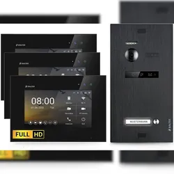 HD Video Türsprechanlage mit Smartphone App für 1 Familienhaus, 3x Monitor, Balter EVO HD WLAN Black