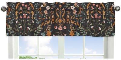 Sweet Jojo Designs Boho Wildflower Vintage Floral Girl Window Curtain Valance - Black Orange Teal Bohemian Farmhouse Cottagecore