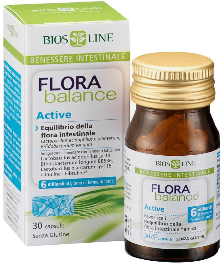BIOS LINE SpA Florabalance Active 30 Capsule - Integratore Probiotico con Fibruline