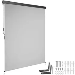 tectake Senkrechtmarkise Eloise mit 2 Wandhaltern - 140 x 250 cm hellgrau