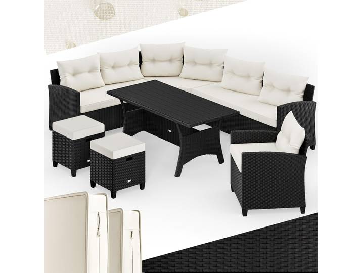 CASARIA® Salon de jardin lounge en résine tressée