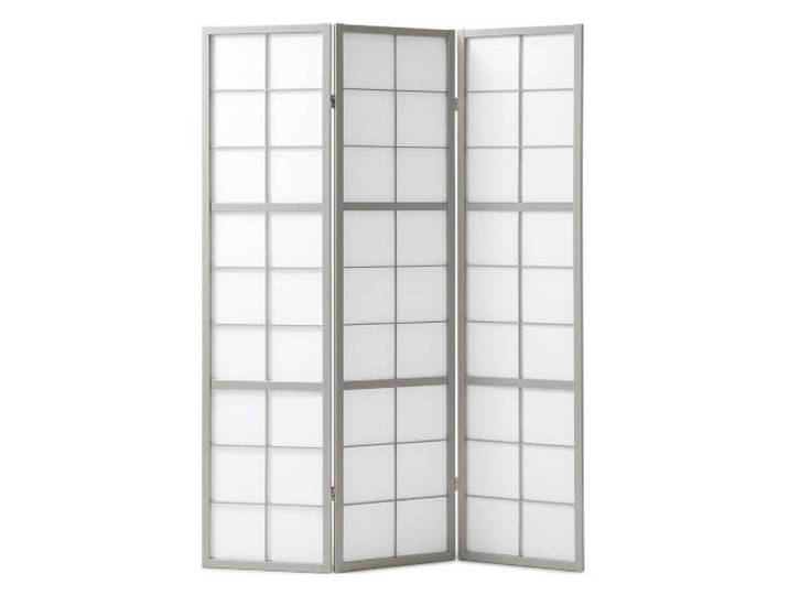 Homestyle4u Paravent Raumteiler Innen 3 teilig Holz Grau Raumtrenner Sichtschutz Wohnzimmer Shoji Trennwand, Deko & Raumgestaltung 3-teilig Reispapier Grau
