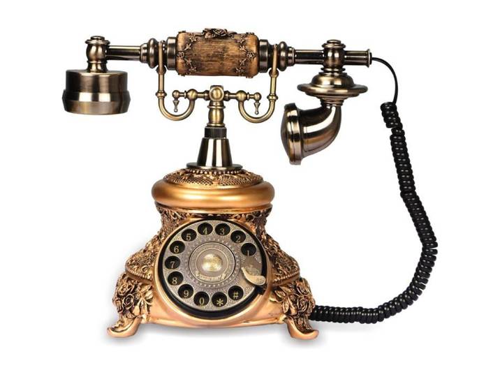 Téléphone Rotatif Antique CERRXIAN en Résine Imitation Cuivre - Décoration Vintage