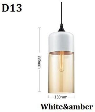 On Spot Shop Nordic Pendant Lamp, Modern Glass Hanging LED Light Fixture For Restaurant, Living Room, Bedroom, Indoor Decoration d White Amber
