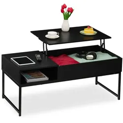 Relaxdays Aufklappbarer Couchtisch Schwarz