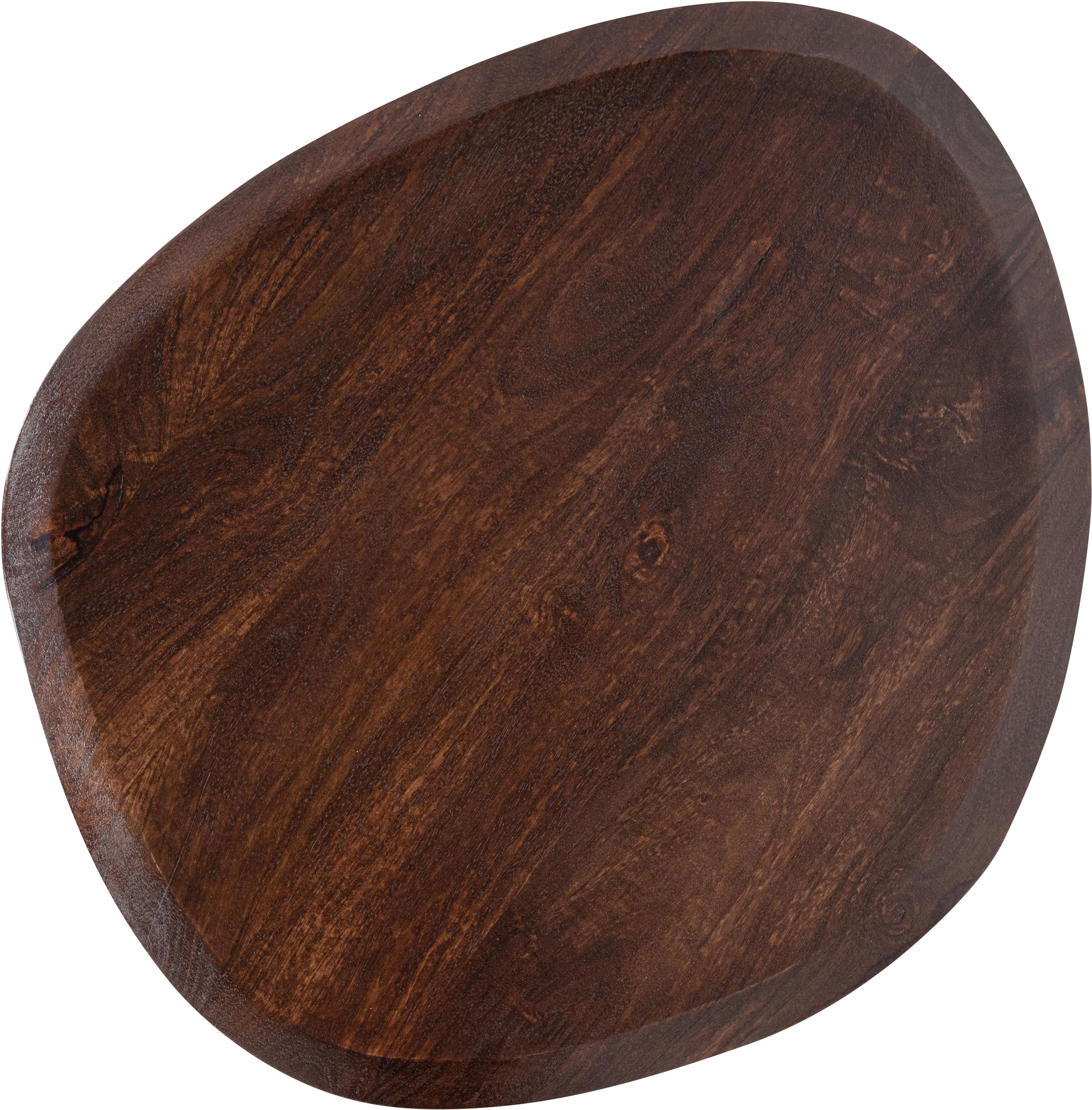 Beistelltisch WOOOD "Posture aus Mangoholz mit organischer Platte und Standfuss 60x53x51 cm", walnuss, B:60cm H:52cm T:50cm, Tische, Beistelltisch, Tragkraft 15 kg, Standfuss Ø 16–29 cm, Plattendicke 3 cm walnuss B/H/T: 60cm x 52cm x 50cm