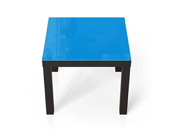 DEQORI Glastisch schwarz klein 55x55 cm Unifarben - Hellblau ausgefallener Beistelltisch aus Glas Hochglanz Couchtisch fürs Wohnzimmer moderner Couch Tisch mit Design