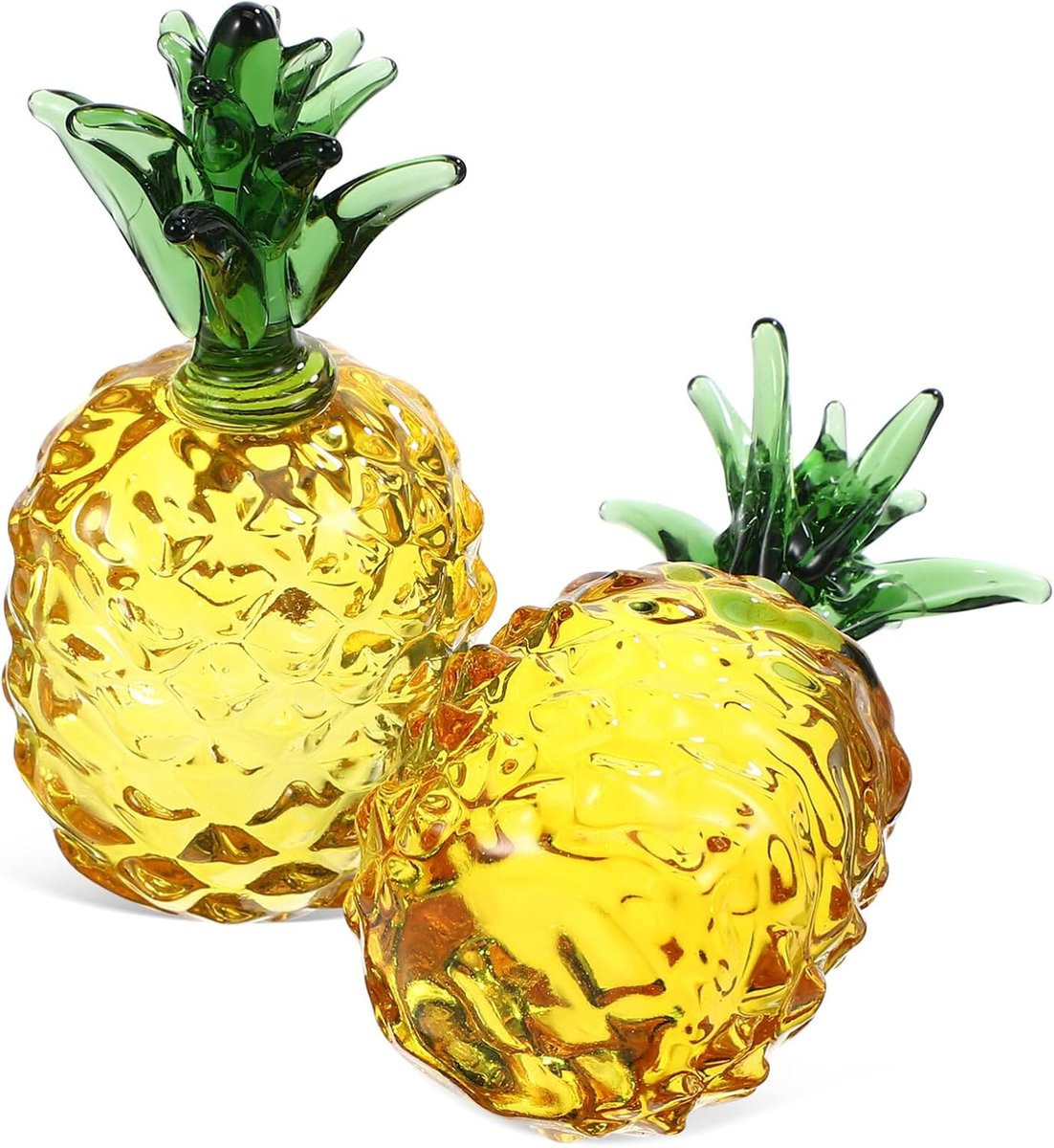 Multicolor Ananas Figurine van Handgeblazen Kristallen Glas voor Huisdecoratie, Hoogte: 8 cm