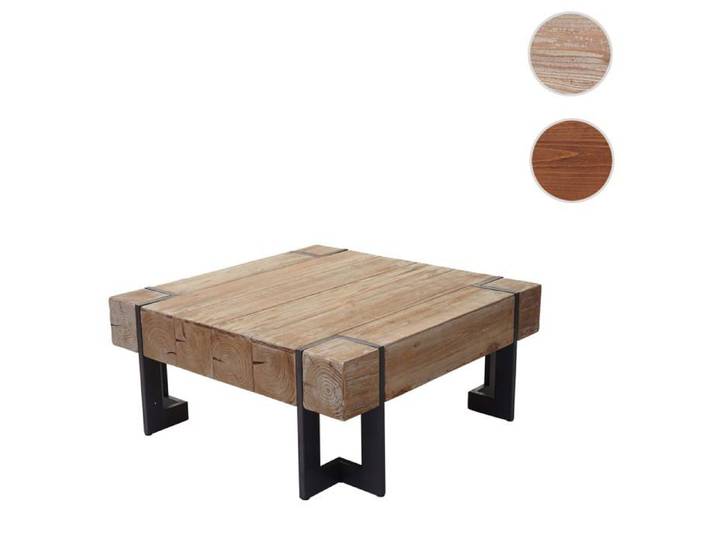 MCW Table basse de salon MCW-A15 bois massif de sapin rustique 70x70cm