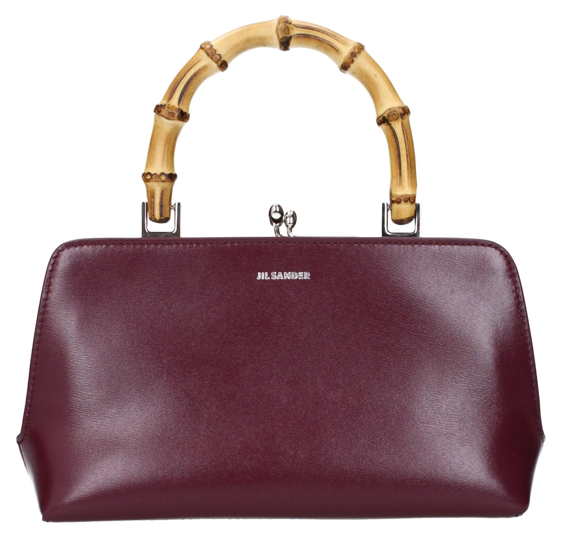Jil Sander Goji Bamboo Mini rot, Leder und Bambus-Henkel