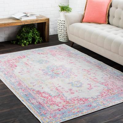 Livabliss "Vintage Distressed Oriental Pink and blue Area Rug - 5'3"" x 7'3"""