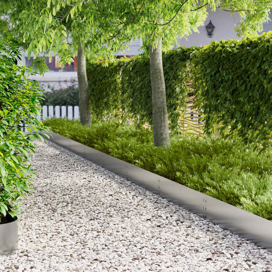 vidaXL 100cm W Steel Lawn Edging Silver 25cm H x 100cm W