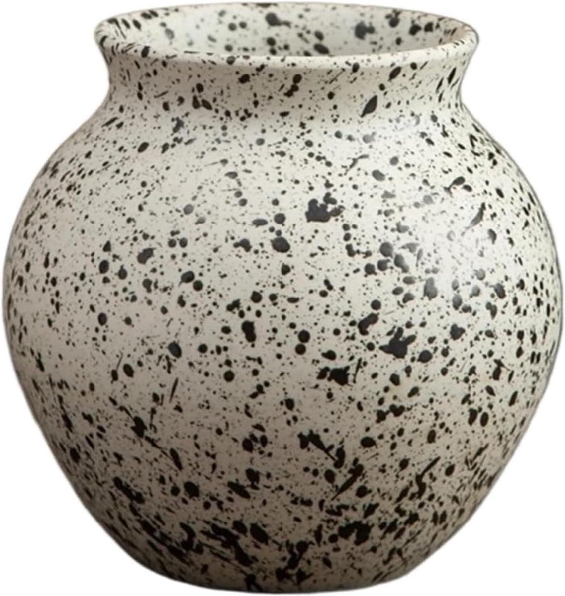 Gekleurde keramische vaas van grof aardewerk, Hoogte: 19 cm