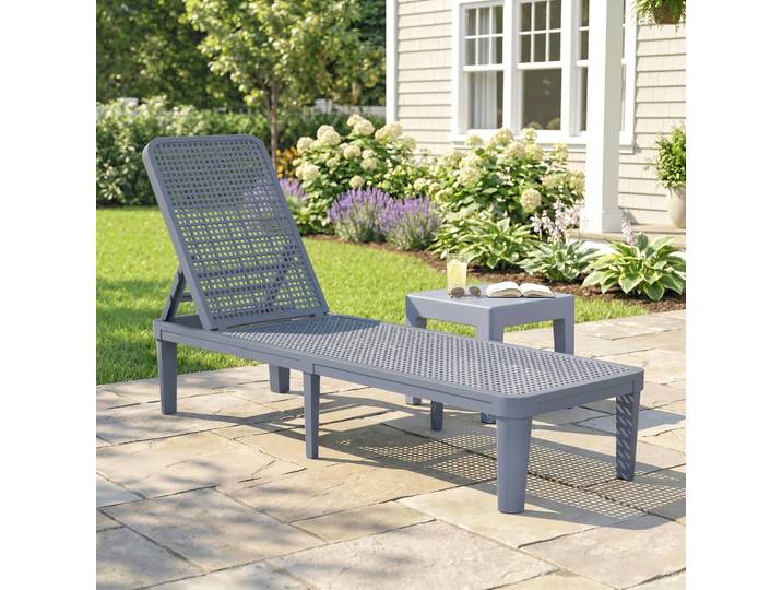 Outsunny Transat Jardin Réglable 4 Positions 191 cm Gris Foncé
