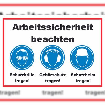 HB-Druck Arbeitssicherheit Augen Ohren Kopf Schild A4 Rückseite selbstklebend