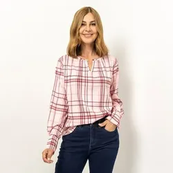 BRUCE DARNELL Bluse, langarm Rundhals Faltendetails leger weit