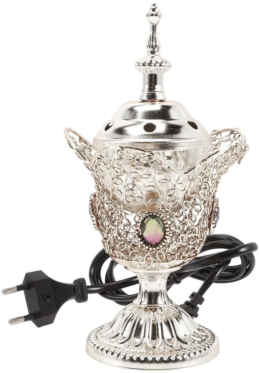 Dailygoods Elektrische wierookbrander voor bakhoor, olie en wax - Zilver