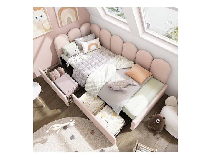 LuxusKollektion Polsterbett Polsterbett Schlafsofa Samt Rosa 90x190