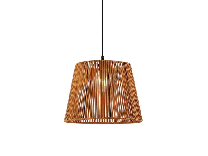 Suspension d'extérieur noire avec abat-jour en corde orange IP44