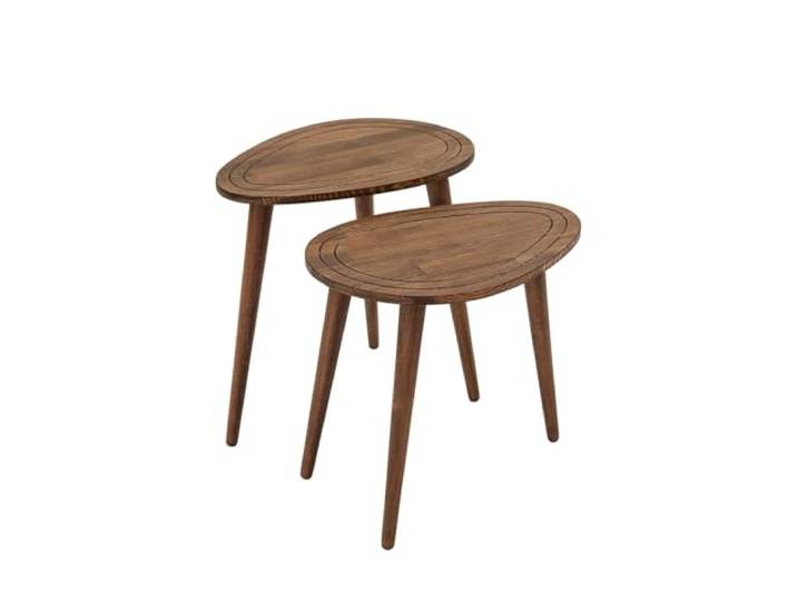 Hanah Home Elegantes Satztisch-Set (2-teilig), Walnussfarben, 50 x 48 x 33 cm & 50 x 52 x 33 cm 100% Kiefern- und Buchenholz Modernes skandinavisches Design
