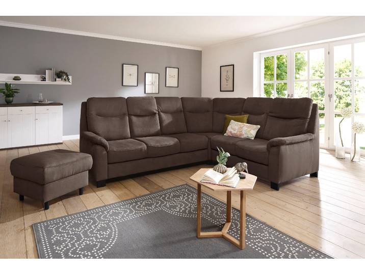 Ecksofa, Braun, 265x215 cm, Luxus-Microfaser, Mit Bettfunktion, Vintage, Home-affaire