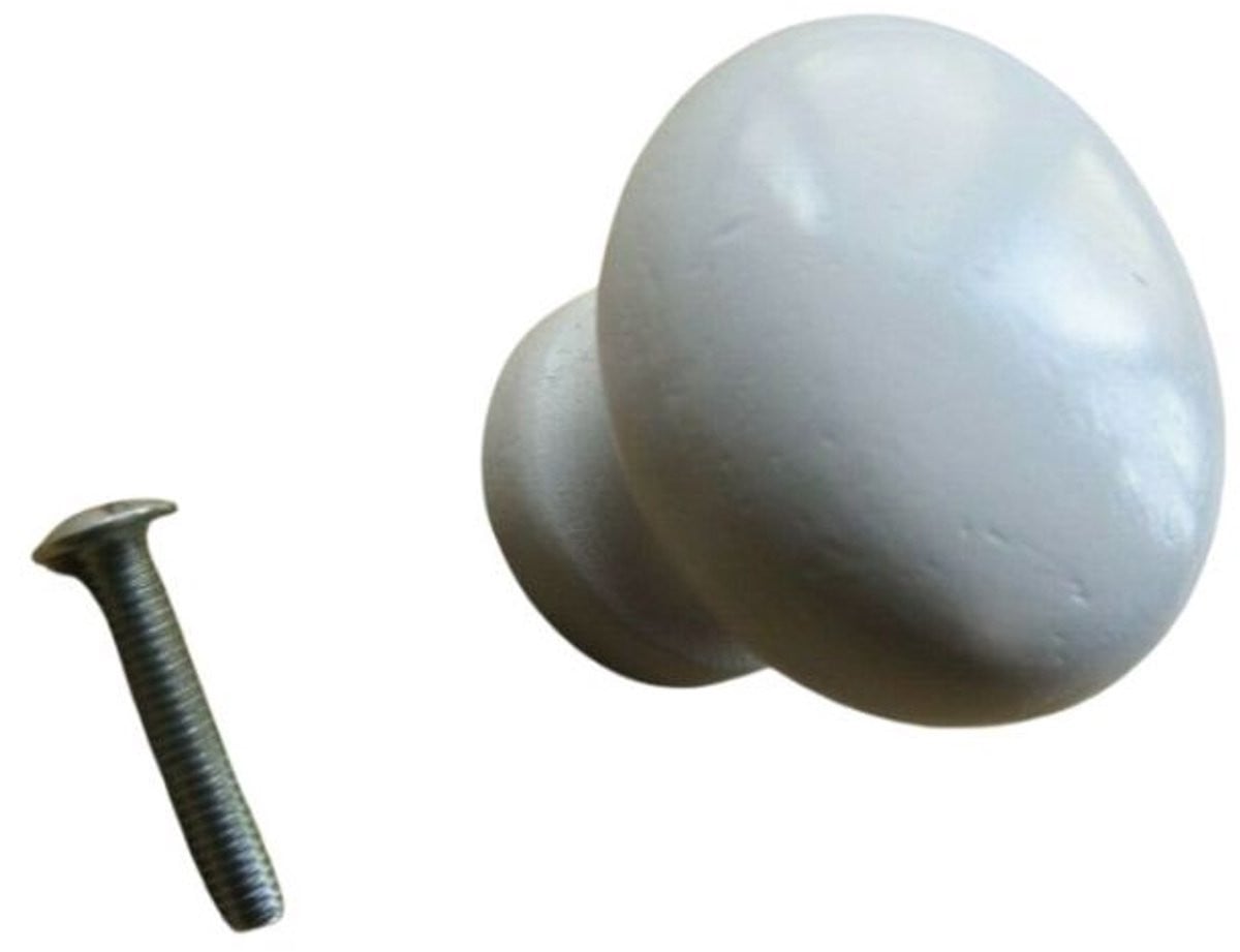 Ironmongery World Witte Houten Kastknop met Dennenhouten Greep 40mm