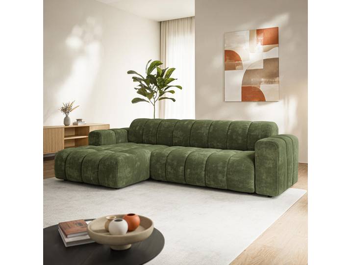 Masseno Ecksofa SETIA, Sofa L-Form, Moderne Eckcouch für Wohnzimmer - Grün, LUMO 20