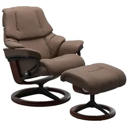 Stressless Sessel mit Hocker Reno Signature Leder Braun Batick Mole L (Large)