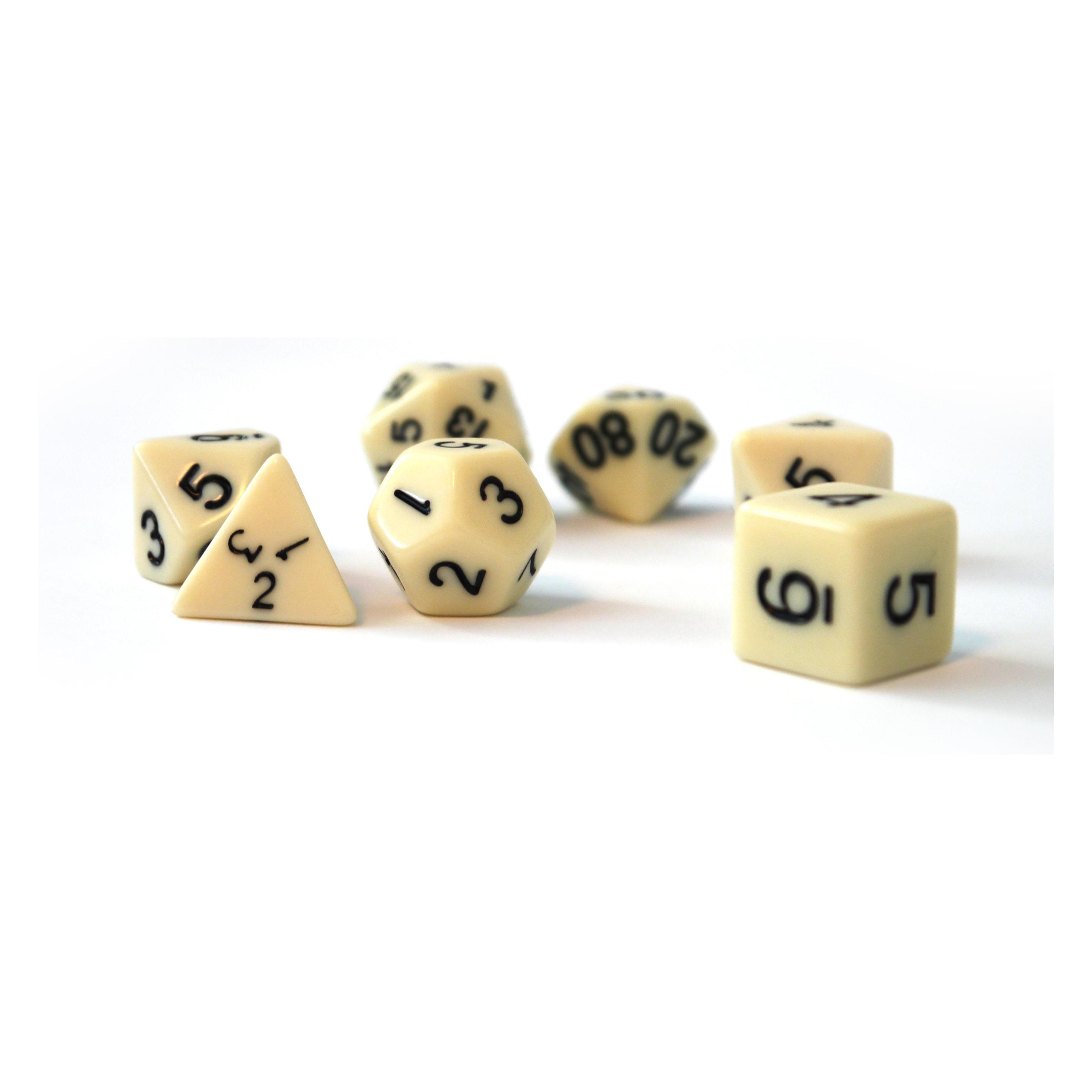 Dice4friends Würfelset Opaque: Ivory/Black (7) (DIC86081)