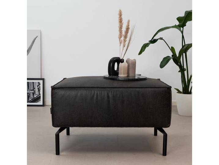Bronx71 Hocker Kansas Eco-Leder anthrazit