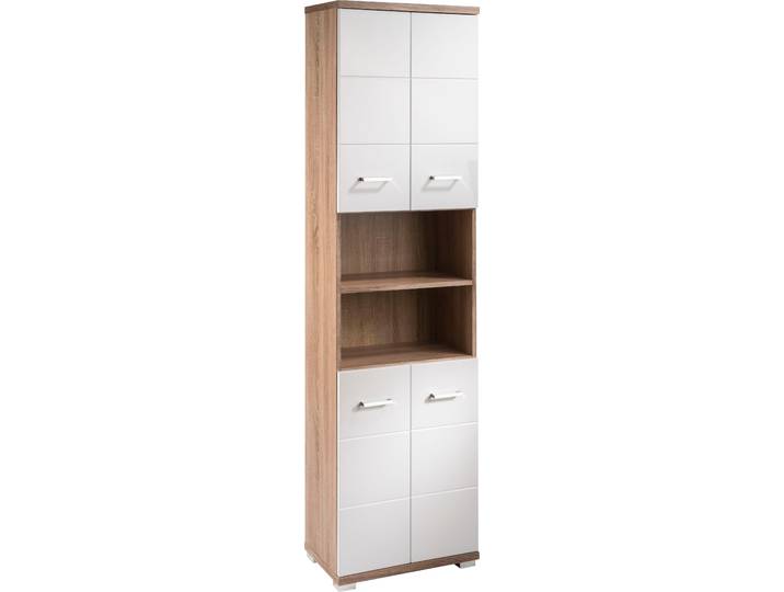 Hochschrank BYLIVING Nebraska , weiß (sonoma eiche, hochglanz weiß), B:50cm H:192cm T:31,5cm, FSC-zertifizierter Holzwerkstoff, MDF, Schränke, Hochschrank, Breite 50 cm, Badezimmerschrank mit Metallgriffen, viel Stauraum