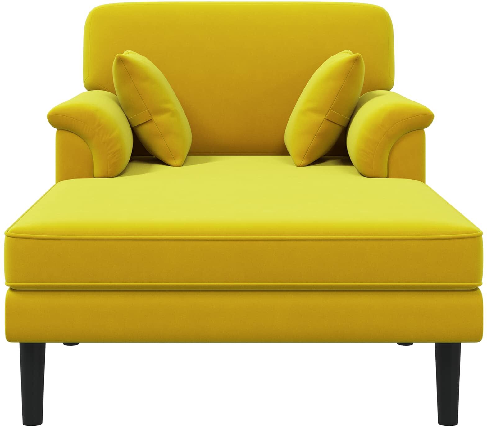vidaXL Chaise longue Jaune Velours