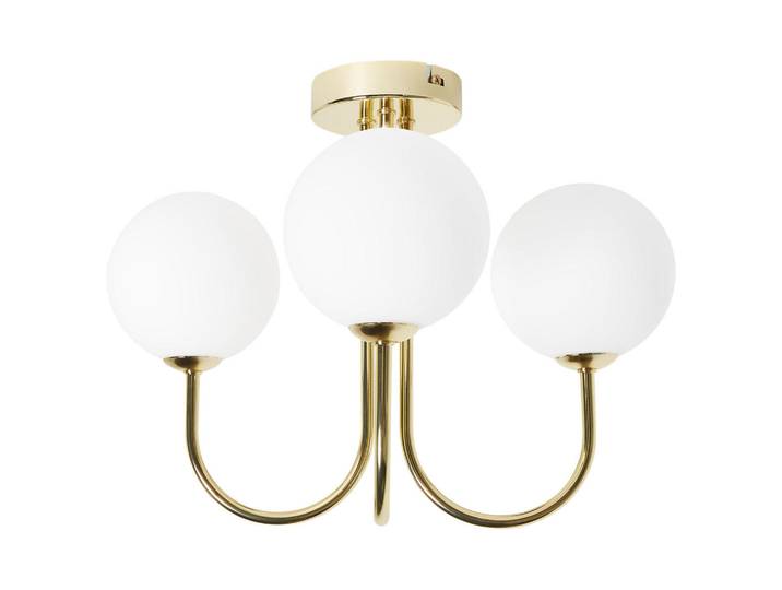 Beliani Deckenlampe Gold/Weiß Shire, Goldfarben, Weiß, Glas, G9, 30x29x30 cm, Lampen & Leuchten, Innenbeleuchtung, Deckenleuchten, Deckenleuchten
