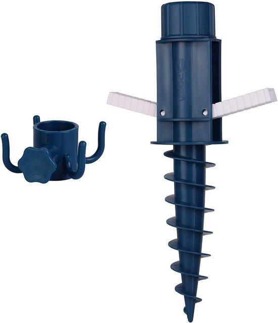 Parasolhouder Strand Genieten met ophanghaken - Blauw - Hoogte: 37 cm