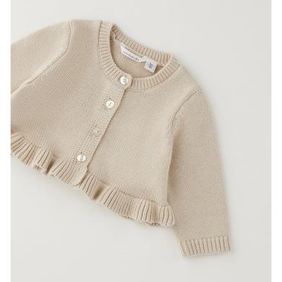 Cardigan MINIBANDA "BABY GIRL KNITWEAR", Mädchen, Gr. 80, beige, 80% Baumwolle, 20% Wolle, Strickjacken