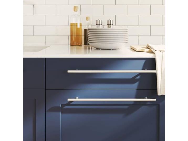 Kaelestia Möbelgriffe 10 Stk silbern Edelstahl 320 mm Lochabstand Schrankgriff für Schublade Tür Kommode Küche Bad Wohnzimmer Büro mit zuschneidbaren Schrauben modernes Design