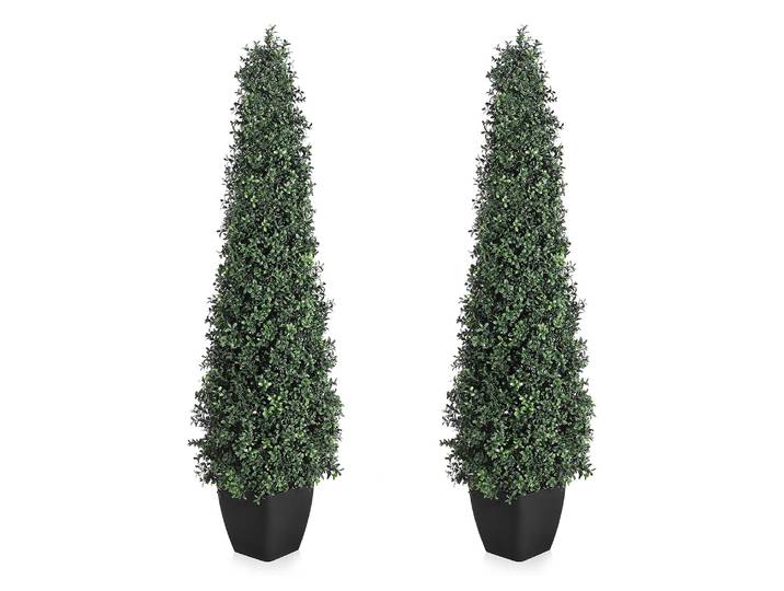 Arbres artificiels en buis, 2 pièces, fausses plantes topiaires en buis, buissons en pot résistants aux UV, faux arbustes pour porche d'entrée, jardin, bureau