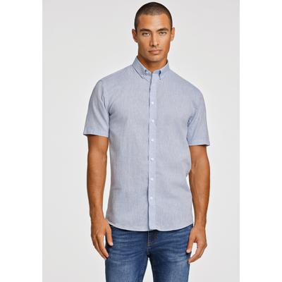Leinenhemd LINDBERGH "Leinenhemd (Kurzarm) Relaxed Fit", Herren, Gr. M, Normalgrößen, blau (light blau), Obermaterial: 55% Leinen, 45% Baumwolle, Hemden