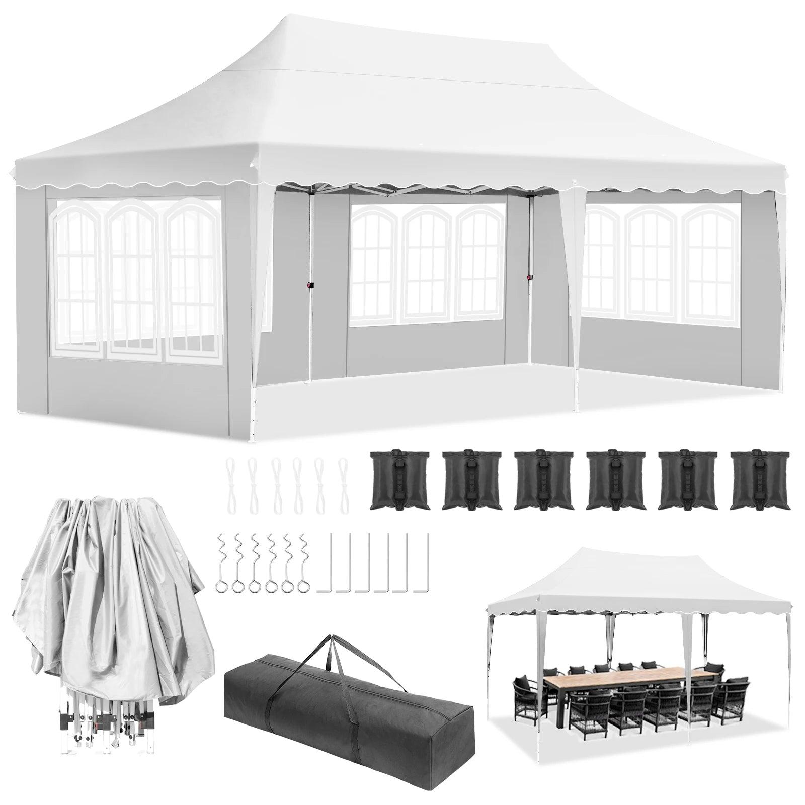 Pop-up-Pavillon - Partypavillon - Zelt - Faltzelt - Zelte für den Außenbereich - 3 x 6 Meter - Aluminiumgestell - Weiß