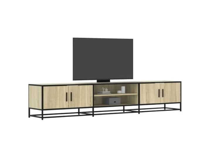 HEFZGDB TV-Schrank Sonoma-Eiche 210x35x41 cm Holzwerkstoff mit Metallgestell und robuster Oberplatte – Stauraum Möbel für Wohnzimmer und Schlafzimmer